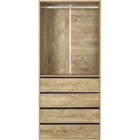 Armario "Opéra" con 4 cajones y 1 espacio para colgar - 80 x 45 x 180 cm - Beige