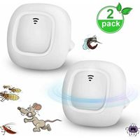 2 Pack Ultrasonic Mosquito Repellent Plugs Odor Free and Non-Toxic, Repels Mosquitoes, Rodents, Ants, Mice, Scratchers, Spiders White.