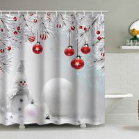 150 x 180 cm großer Duschvorhang mit Weihnachtsmotiv, Weihnachtsmann und Rentier, Badezimmer-Dekorationsset, wasserdichtes Material, inklusive 12 Haken