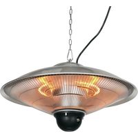 Calefactor Exterior de Techo 1010/2210W Estufa de Infrarrojos con Mando a Distancia Ø58,5x33 cm 12,6 m² Plata