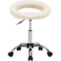 Chaise de bureau Siège de bureau Chaise de travail roulante Crème Similicuir