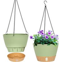 Lot de 2 Jardinières Suspendues, 20,3 cm, Plastique et Pierre, Avec Crochets, Intérieur Extérieur