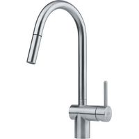 Franke – Mitigeur d’évier avec embout extractible – Inox – Hauteur 385 mm – Longueur de bec 201,5 mm – Débit 10,4 l/min – Bec pivotant 180°
