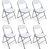 Set 6 Sedie Pieghevoli Imbottite Salvaspazio in Acciaio da giardino picnic Colore BIANCO Colore Bianco