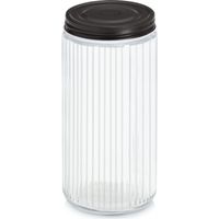 Bocal avec couvercle en métal KITCHEN ESSENTIALS, verre strié