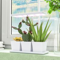 Lampe pour Plante 30 LED avec 3 Pots, Minuterie et Éclairage Réglable, 31.8x13.4x18.6-35.6 cm, Blanc