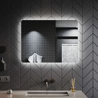 SONNI Badspiegel Led Touch beleuchtung Wandspiegel badezimmerspiegel mit kaltweiß Licht Touch Beschlagfrei Vertikal/Horizontal Montierend Schutzklasse IP44 80x60cm