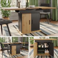 Table à manger télescopique (110-140×80 cm), table de cuisine pliante pour 4-6 personnes, table à manger extensible, table de cuisine gain de place, pour la cuisine et le salon, table à manger au styl