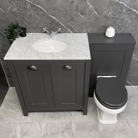 Salisbury Traditional Vanity Suite 1300mm Dark Grey Inc Toilet with Marble Top, With Tap