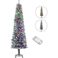 Árbol de Navidad Artificial 225 cm con 220 Luces LED de Dos Colores 519 Ramas y Soporte de Acero Árbol Navideño Verde