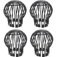 Grille De Sortie D Evacuation Ronde - Plastique Noir - Pour Gouttiere Et Descente Pluviale - 4 Unites
