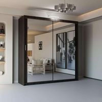 Modern 2 & 3 Door Sliding Wardrobe with Full-Length Mirror & LED Light - Wenge203cm