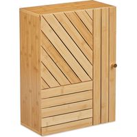 Relaxdays – Armoire murale de salle de bain en bambou – 2 niveaux réglables – Dimensions 55x40x20 cm – Montage porte flexible – Design élégant