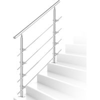 Jiubiaz Edelstahl Treppengeländer 80 cm mit 4 Querstreben, 2 Pfosten, Ø42 mm Handlauf, 106,5 cm, Balkon Terrasse Innen/Außen