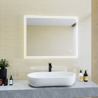 SIRHONA Specchio da Bagno a LED da Muro, 70x90cm Specchio Parete, con Interruttore Touch, Specchio da Parete Moderno Rettangolo Impermeabile IP44