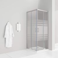 Teilsatinierte Duschkabine mit Schiebetüren Eckdusche mit Rollensystem aus ESG Glas 180cm Hoch DK77 80x85 cm