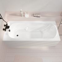 Vasca da bagno rettangolare 150x70x54cm - Acrilico e ABS Bianco - Schienale e braccioli integrati