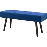 Taburete multifuncional pie de cama azul oscuro con asiento acolchado y pies de acero para entrada pasillo 100x36x45 cm