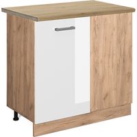 Meuble d'angle R-Line, Blanc Haute brillance, 86 cm , PT Chêne, Vicco