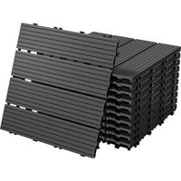 ECD Germany Piastrelle per Pavimenti da Esterno Piastrelle per Terrazze in WPC 30x30 cm Set di 55 Pezzi per 5m ² Antracite con Aspetto Legno Piastrelle da Giardino con Drenaggio e Sistema Plug-In