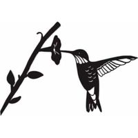 Silhouette d'oiseau en métal - Silhouette d'oiseau en fer forgé noir, oiseau sur une branche, décoration murale colibri, convient pour la maison, le jardin, le patio, la terrasse et une utilisation en