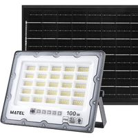 Projecteur LED avec panneau solaire programmable et télécommande (100W 3CCT 700lm) IP65 22x17cm gris