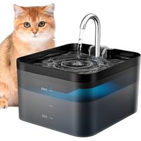 Fontana per gatti nera da 2,2 L con LED e filtro a carboni attivi, include 6 filtri e 3 spugne, silenziosa e facile da pulire