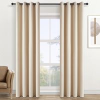 Rideau Occultant Beige 150x250 cm 2 Panneaux Rideau Thermique Isolant Anti Froid A Oeillets Rideaux Salon Anti Bruit Décoratif Chambre Enfant Adult Cuisine