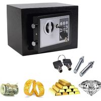 Coffre-fort domestique avec serrure électronique, petit coffre-fort domestique de 4,6 L avec 2 clés d'urgence, coffre-fort pour bijoux ménagers, installation murale et au sol, 23x17x17cm, noir