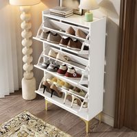 Mueble zapatero alto estrecho con almacenaje blanco OKMYHOME