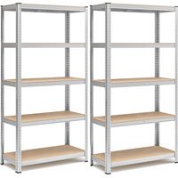 Songmics – Lot de 2 rayonnages 5 niveaux 180 x 90 x 40 cm – Charge 875 kg – Cadre acier renforcé – Étagères réglables et anti-basculement