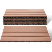 Randaco Set di 60 piastrelle per terrazza in WPC a 4 doghe 10 m², 30 x 60 cm, piastrelle agganciabili in composito di legno marrone
