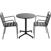 Ensemble table de jardin et 2 fauteuils en métal gris anthracite - Palavas