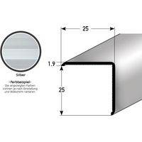 Eckschutzwinkel "Requena" 20 x 20 mm oder 25 x 25 mm aus Aluminium, selbstklebend oder ungebohrt-25 mm -ungebohrt-silber-1250