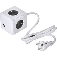 Allocacoc PowerCube - 4-polige Steckdosenleiste mit 2 USB-Anschlüssen (3500 W, französischer Standard), White