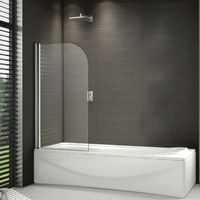 AICA 800x1500mm 180 angle Pivot Shower Bath Screen Over 6mm safety tempered glass