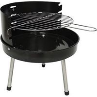 Barbecue de table rond à charbon de bois, réglable en hauteur, en acier émaillé avec grille en acier inoxydable.