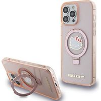 Hello Kitty Ringständer Glitzer Electrop Logo MagSafe - iPhone 15 Pro Max Hülle (Pink)