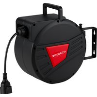 Denki 15 - Automatische Wand-Kabeltrommel 15 m für Innen- und Außenbereich 250V Schuko-Stecker aus schwarzem Polypropylen