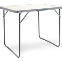 Wiltec – Table de camping pliante 80 x 60 x 70 cm – MDF blanc et aluminium – Légère 4 kg – Pliable pour extérieur, BBQ, pique-nique