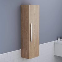 1200mm Tall Bathroom Cupboard Tallboy Unit Wall Mounted Light Oak