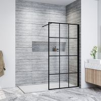ELEGANT Walk in Shower Door Wet Room Reversible Shower Screen Panel 8mm Safety Glass Matte Black Walkin Shower Door 1000mm with 1700x700mm Anti-Slip Resin Shower Tray