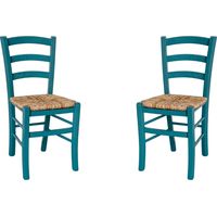 Sedie in legno faggio Petrolio seduta paglia - VENEZIA SET DA 2