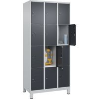 C+P, Vestiaire à 4 casiers Classic PLUS, 3 compartiments, gris