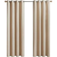 Rideau Thermique Isolant Anti Froid,130 x 160cm (Largeur x Hauteur), Rideaux pour Chambre, à Oeillets,Beige Clair,2 Pièces