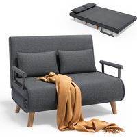 Bealife Poltrona Convertibile 2 Posti Divano Letto Modulabile Chaise Longue 2 Cuscini Piedi in Legno Regolabili Pieghevole