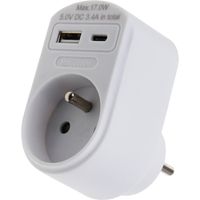 Universeel - adaptador con cargador 1x usb a + 1x usb c - 105234 - 5404001052344