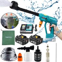 Elektrische Hochdruckreiniger, 6-in-1-Düse, kabelloser Auto-Hochdruckreiniger, Jet-Wasserreiniger, Gartensprühwasserpistole, mit 2 x 5,5 A Akku + Ladegerät DC18RC, kompatibel mit Makita 18 V Akku