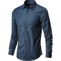 Chemise à manches longues pour homme - Style décontracté - Couleur pure - Grandes chemises, noir foncé, 5XL