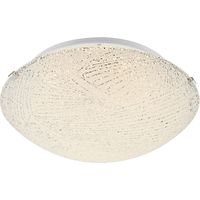 Lampe de plafond Lampe de salon Lampe de chambre à coucher Lampe de couloir, métal échantillon verre blanc satiné, 1x LED 8W 600Lm blanc chaud, DxH 25x9,5cm